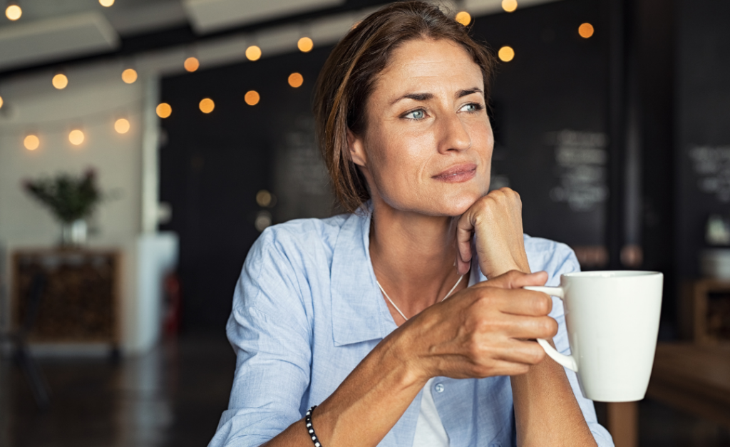 woman with a coffee 
