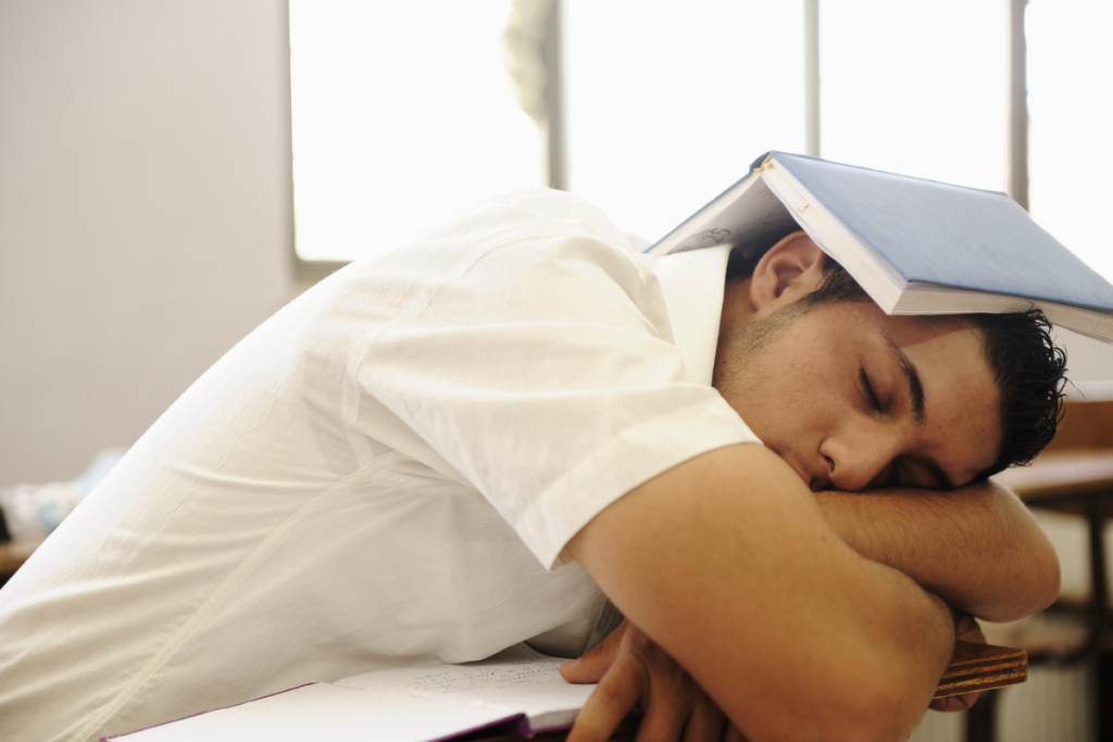 teen falling asleep in class