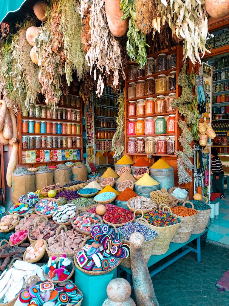 market in marrakech rich vibrant colours of spices and gifts