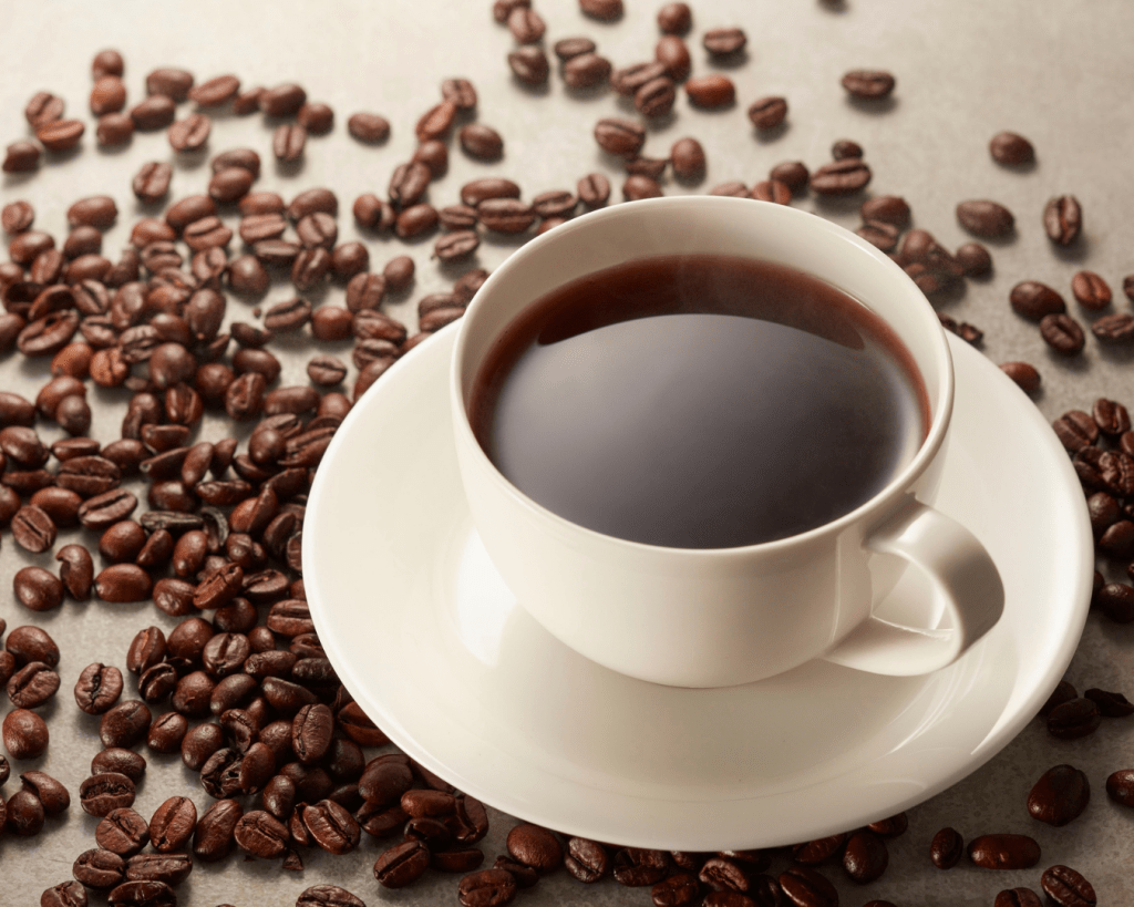coffee and beans on a table